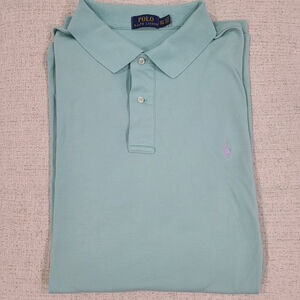 Ralph Lauren Polo Shirt Mens 2XLT Tall Light Blue Pima Soft Touch Casual Golf